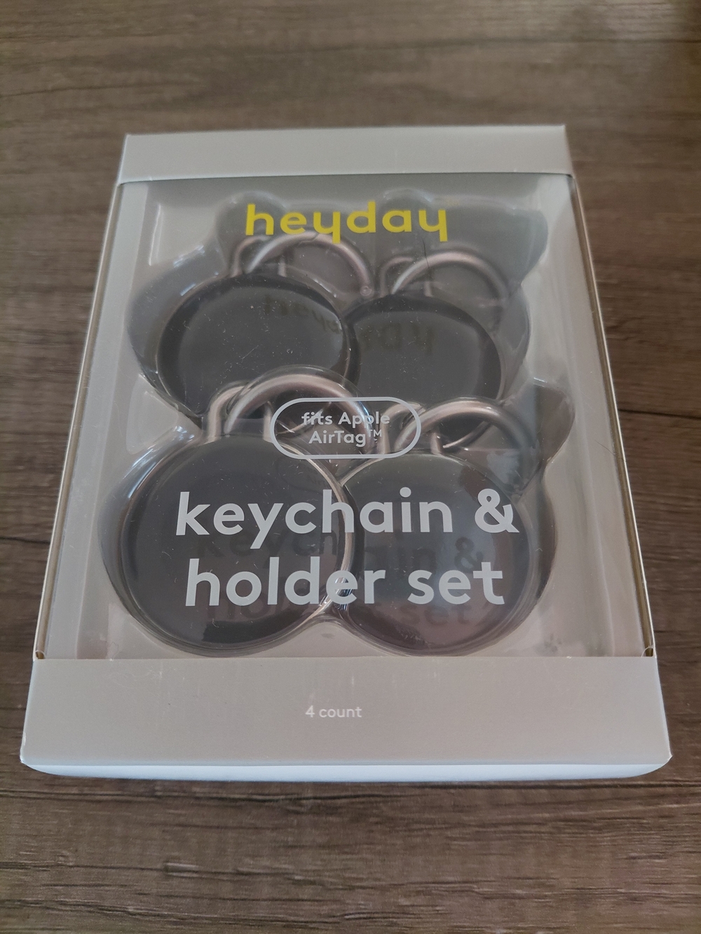 heyday Black Keychain & Holder Set for AirTag - 4-Pack (Matte Black)